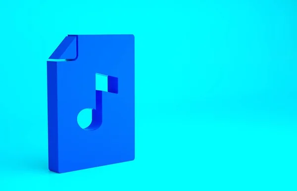 蓝色音乐书籍 带有蓝色背景下孤立的音符图标 带音符的乐谱 音乐笔记笔记本 最低纲领的概念 3D渲染3D插图 — 图库照片