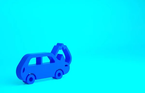 Niebieska Ikona Płonącego Samochodu Odizolowana Niebieskim Tle Samochód Się Pali — Zdjęcie stockowe