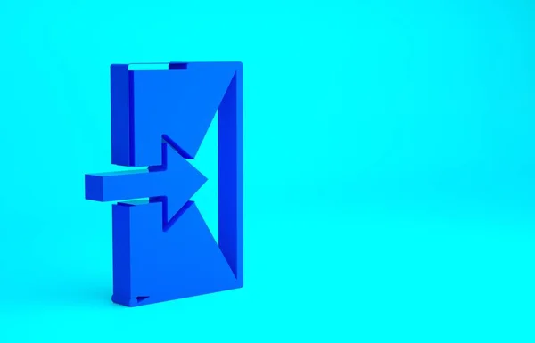 青の背景に隔離された青い火の出口アイコン 非常用アイコン 最小限の概念 3Dイラスト3Dレンダリング — ストック写真