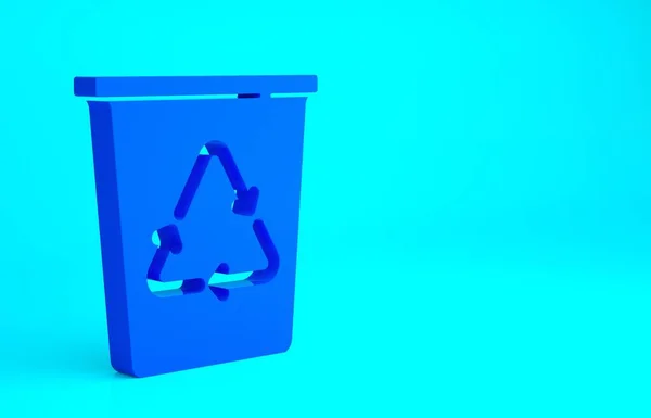 Papelera Reciclaje Azul Con Icono Símbolo Reciclaje Aislado Sobre Fondo —  Fotos de Stock