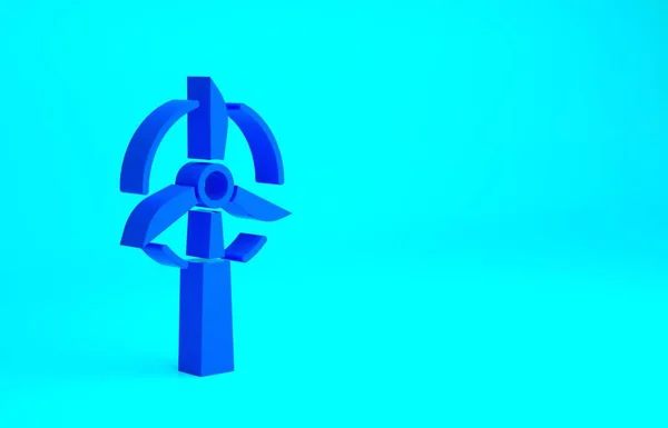 Blue Wind Turbine Icon Isolated Blue Background Wind Generator Sign — Stock Photo, Image