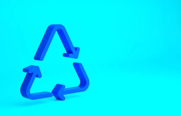 Blue Recycle Symbool Pictogram Geïsoleerd Blauwe Achtergrond Circulaire Pijl Pictogram — Stockfoto