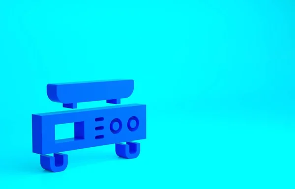 Blaue Elektronische Waagen Auf Blauem Hintergrund Isoliert Gewichtsmessgeräte Minimalismus Konzept — Stockfoto