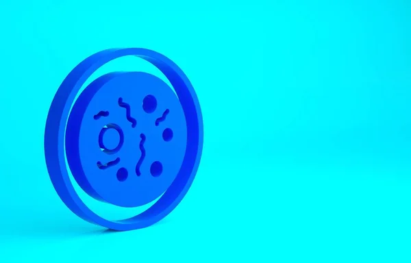 Blaue Petrischale Mit Bakteriensymbol Auf Blauem Hintergrund Minimalismus Konzept Illustration — Stockfoto