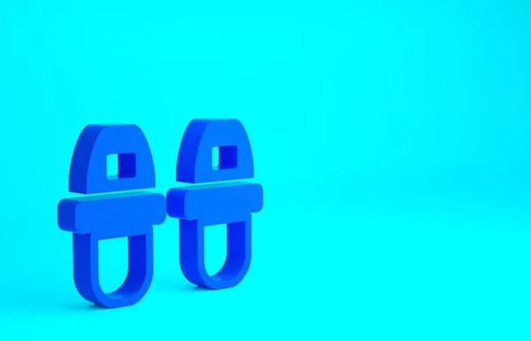 ブルーホテルスリッパアイコンの青の背景に隔離された フリップフロップサイン 最小限の概念 3Dイラスト3Dレンダリング — ストック写真