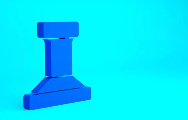 青の背景に隔離された青スタンプアイコン 最小限の概念 3Dイラスト3Dレンダリング — ストック写真