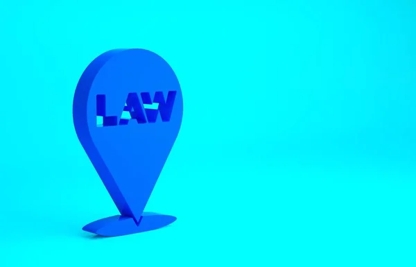 Blaues Location Law Symbol Isoliert Auf Blauem Hintergrund Minimalismus Konzept — Stockfoto