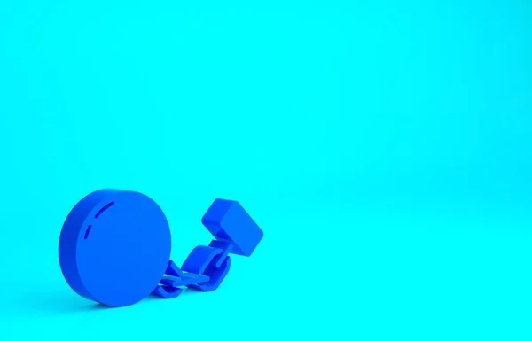 Bola Azul Icono Cadena Aislado Sobre Fondo Azul Concepto Minimalista — Foto de Stock