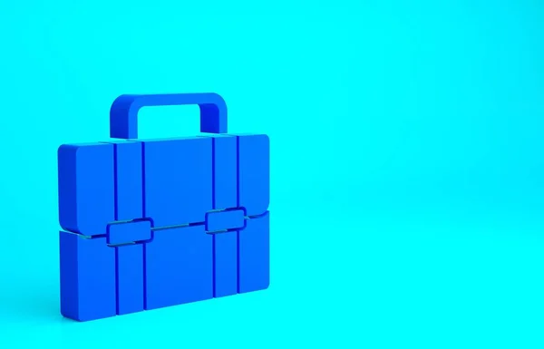 Ikon Blue Briefcase Diisolasi Pada Latar Belakang Biru Tanda Tangani — Stok Foto