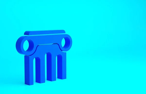 Blaues Säulensymbol Isoliert Auf Blauem Hintergrund Minimalismus Konzept Illustration Renderer — Stockfoto