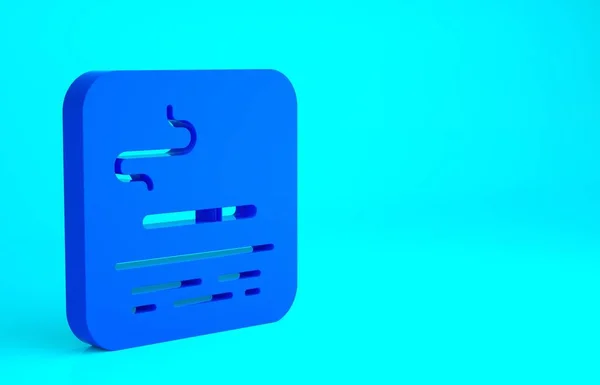 蓝色吸烟区图标隔离在蓝色背景上 最低纲领的概念 3D渲染3D插图 — 图库照片