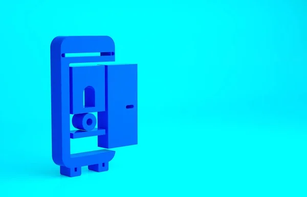 青の背景に隔離された電車の車のアイコンでブルートイレ 最小限の概念 3Dイラスト3Dレンダリング — ストック写真