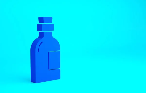 Blaues Alkoholgetränk Rum Flasche Symbol Isoliert Auf Blauem Hintergrund Minimalismus — Stockfoto