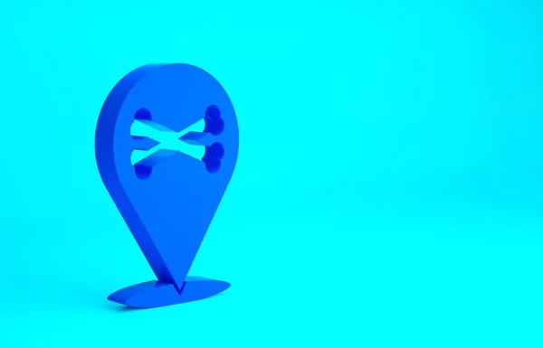 青の位置青の背景に隔離された海賊アイコン 最小限の概念 3Dイラスト3Dレンダリング — ストック写真