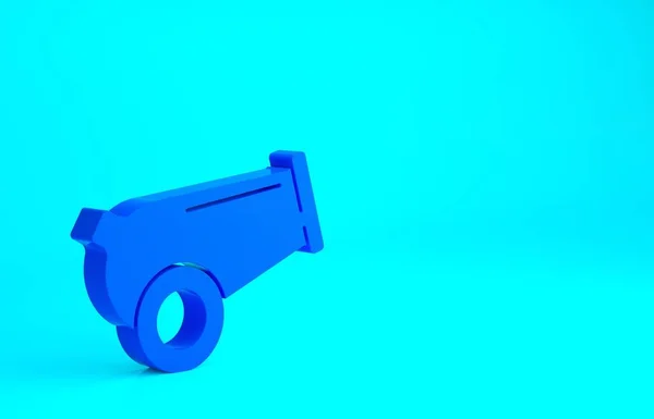 青の背景に隔離された青の大砲のアイコン 中世の武器 最小限の概念 3Dイラスト3Dレンダリング — ストック写真
