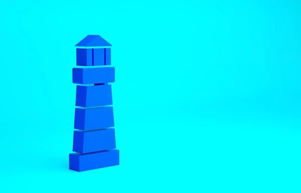 Ícone Farol Azul Isolado Fundo Azul Conceito Minimalismo Ilustração Render — Fotografia de Stock