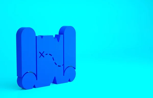 Kék Kalóz Kincses Térkép Ikon Elszigetelt Kék Háttérrel Minimalizmus Koncepció — Stock Fotó