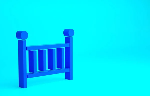 青い背景に隔離された青いベビーベッドのアイコン 最小限の概念 3Dイラスト3Dレンダリング — ストック写真