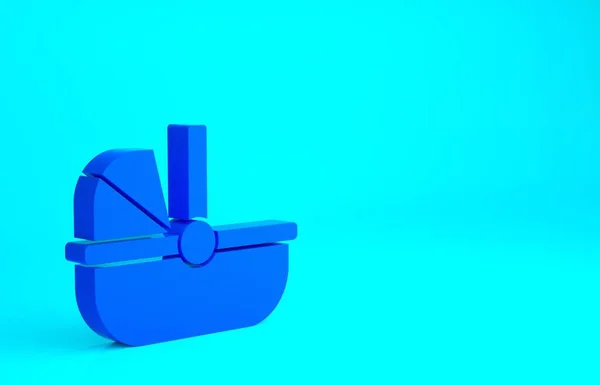 青い背景に隔離された青いベビーベビーカーアイコン 赤ちゃんの馬車 バギー プラム ベビーカー ホイール 最小限の概念 3Dイラスト3Dレンダリング — ストック写真