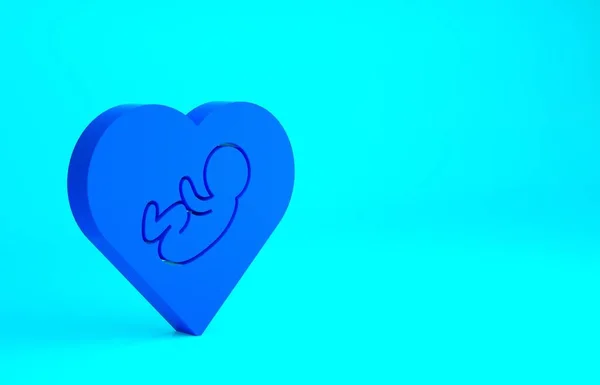 Kék Baby Belül Szív Ikon Elszigetelt Kék Háttérrel Minimalizmus Koncepció — Stock Fotó