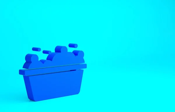 Blue Baby Badewanne Mit Schaumstoffblasen Inneren Symbol Isoliert Auf Blauem — Stockfoto