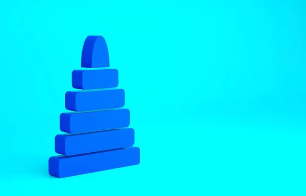 青い背景に隔離された青いピラミッドのおもちゃのアイコン 最小限の概念 3Dイラスト3Dレンダリング — ストック写真