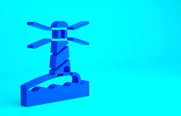 Ícone Farol Azul Isolado Fundo Azul Conceito Minimalismo Ilustração Render — Fotografia de Stock