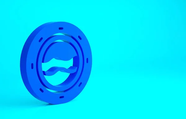 Blue Ship Porthole Rivets Seascape Icon Isolated Blue Background Minimalism — Stock Photo, Image