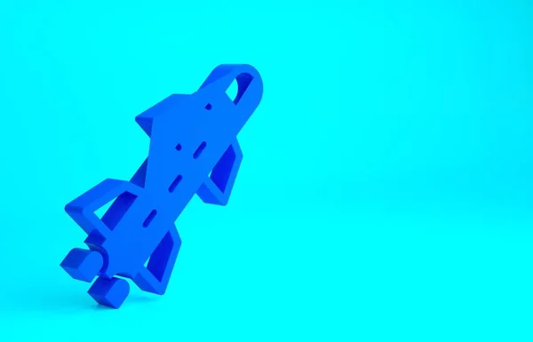 Mavi Roket Simgesi Mavi Arkaplanda Izole Edildi Minimalizm Kavramı Illüstrasyon — Stok fotoğraf