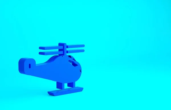 Blaues Helikopter Flugzeugsymbol Isoliert Auf Blauem Hintergrund Minimalismus Konzept Illustration — Stockfoto