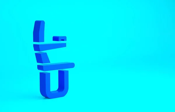 Blaues Flugzeug Sitzsymbol Isoliert Auf Blauem Hintergrund Minimalismus Konzept Illustration — Stockfoto