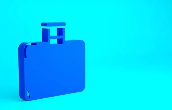 Modrý Kufr Pro Cestovní Ikonu Izolované Modrém Pozadí Cestovní Nápis — Stock fotografie