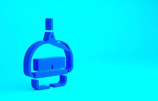 青色の背景に隔離されたブルースキーリフトアイコン 最小限の概念 3Dイラスト3Dレンダリング — ストック写真