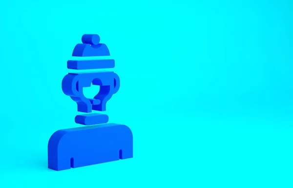 青色の背景に隔離された青い冬の選手アイコン 最小限の概念 3Dイラスト3Dレンダリング — ストック写真