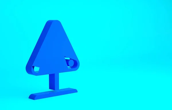 青色の背景に隔離された青色の道路標識雪崩のアイコン 斜面下の雪の雪のスライドやスノースリップ迅速な流れ 最小限の概念 3Dイラスト3Dレンダリング — ストック写真