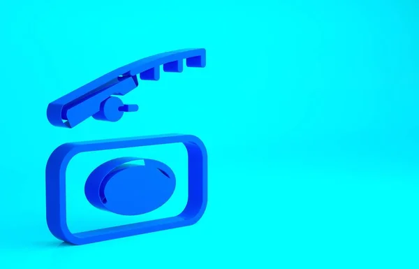 青い背景に隔離された青い冬の釣りアイコン 最小限の概念 3Dイラスト3Dレンダリング — ストック写真