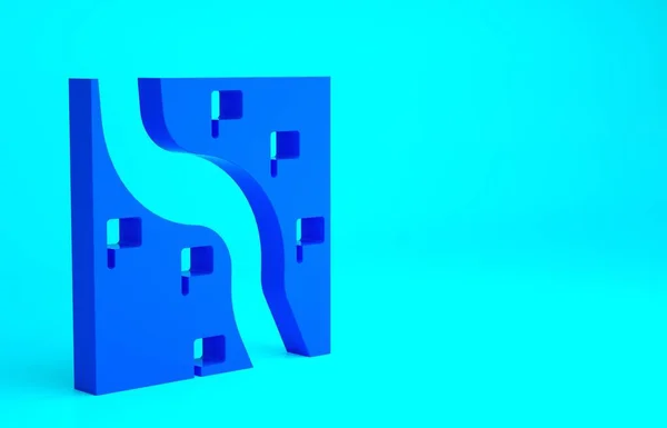 蓝色路线位置图标孤立在蓝色背景 采用Gps起点和冲刺线的火线路线路线 最低纲领的概念 3D渲染3D插图 — 图库照片