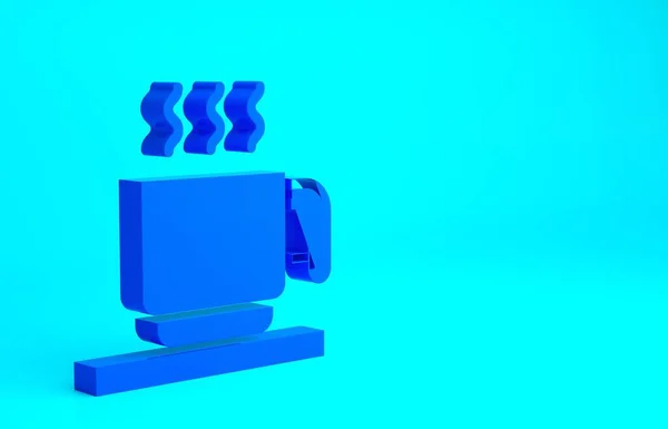 Μπλε Ζεστό Φλιτζάνι Σοκολάτα Marshmallows Εικονίδιο Απομονώνονται Μπλε Φόντο Καλά — Φωτογραφία Αρχείου