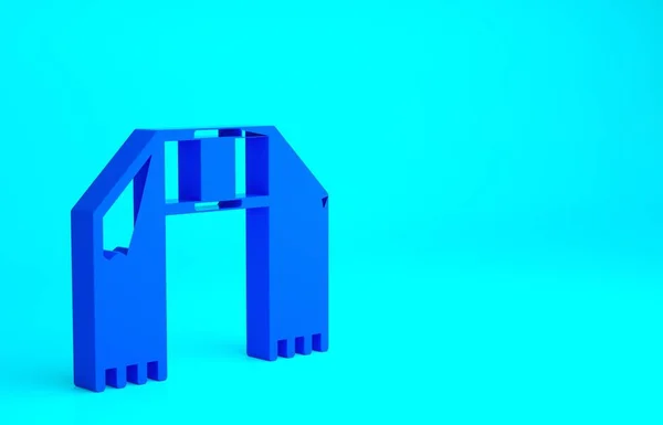 蓝色冬季围巾图标隔离在蓝色背景 最低纲领的概念 3D渲染3D插图 — 图库照片