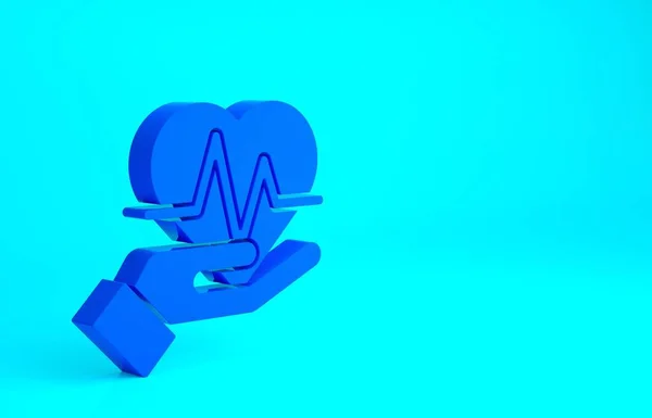 Blauwe Hartslagpictogram Geïsoleerd Blauwe Achtergrond Hartslagteken Hartslag Icoon Cardiogram Icoon — Stockfoto
