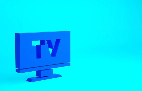 Blue Smart Icon Isolated Blue Background Television Sign Minimalism Concept — Stock Photo, Image
