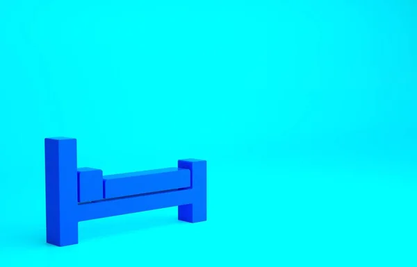 Blue Bed Icoon Geïsoleerd Blauwe Achtergrond Minimalisme Concept Illustratie Renderen — Stockfoto