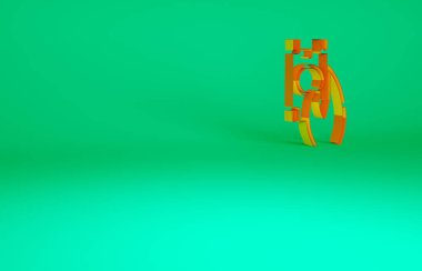 Turuncu Hızlı Ödemeler simgesi yeşil arkaplanda izole edildi. Hızlı para transferi ödemesi. Finansal hizmetler, hızlı kredi, zaman para, nakit iade konsepti. Minimalizm kavramı. 3d illüstrasyon 3B canlandırma.