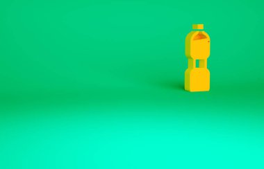 Yeşil arka planda izole edilmiş turuncu su ikonu. Soda su içme tabelası. Minimalizm kavramı. 3d illüstrasyon 3B canlandırma.