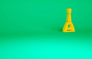 Turuncu müzik aleti Balalaika simgesi yeşil arkaplanda izole edildi. Minimalizm kavramı. 3d illüstrasyon 3B canlandırma.