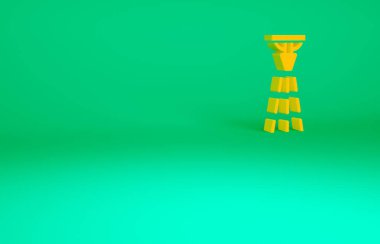 Turuncu Ateş püskürtme sistemi simgesi yeşil arkaplanda izole edildi. Fıskiye, yangın söndürücü, katı ikon. Minimalizm kavramı. 3d illüstrasyon 3B canlandırma.