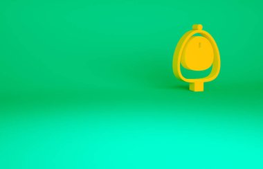 Turuncu tuvalet tuvaleti ya da sidik ikonu yeşil arka planda izole edilmiş. Erkekler tuvaletinde çiş. Tuvalet, tuvalet, tuvalet. Minimalizm kavramı. 3d illüstrasyon 3B canlandırma.