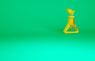 Yeşil arka planda izole edilmiş turuncu bitki yetiştirme ikonu. Test tüplerinde büyüyen bitkiler. Organik gıda, tarım ve hidrofonik. Minimalizm kavramı. 3d illüstrasyon 3B canlandırma.