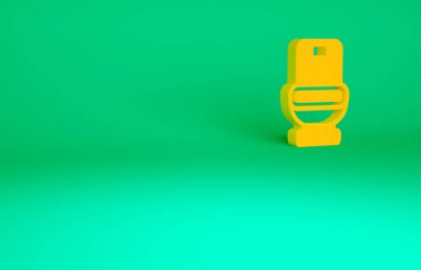 Turuncu klozet ikonu yeşil arka planda izole edilmiş. Minimalizm kavramı. 3d illüstrasyon 3B canlandırma.