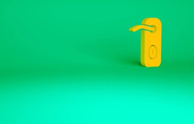 Turuncu Kapı sapı simgesi yeşil arkaplanda izole edildi. Kapı kilidi işareti. Minimalizm kavramı. 3d illüstrasyon 3B canlandırma.